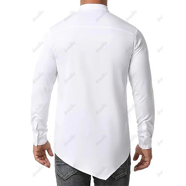 Mens Clothing Mens Shirts | Mens Shirt Hot Stamping Solid Color Turndown Street Casual Button-Down Print Long Sleeve Tops Casual