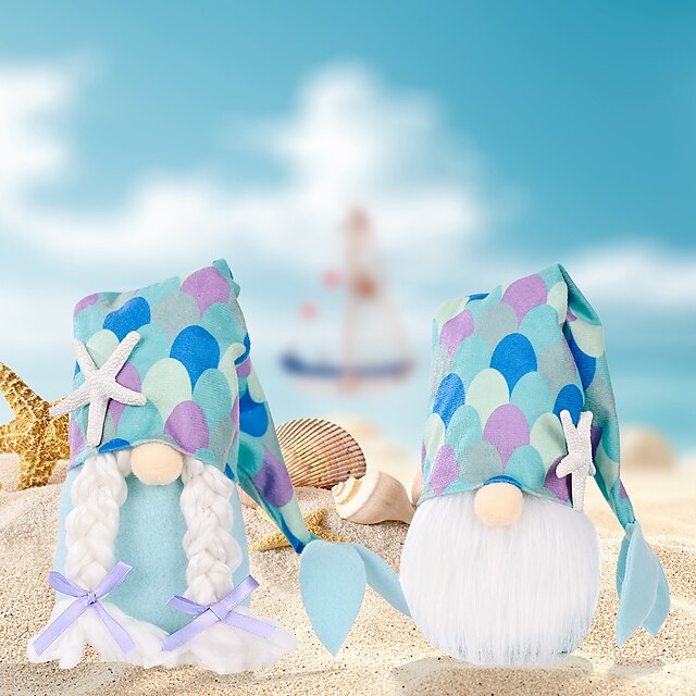 Home & Garden Home Decor | Summer Ocean Fish Tail Decoration Faceless Doll Summer Dress Up Starfish Mermaid Doll Ornaments - VM3