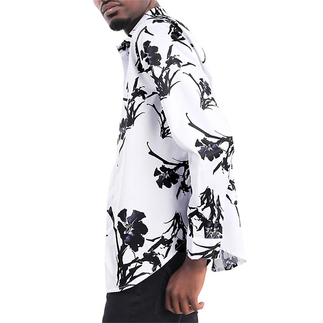 Mens Clothing Mens Shirts | Mens Shirt Floral Graphic Turndown Casual Daily Button-Down Long Sleeve Tops Casual Fashion Breathab