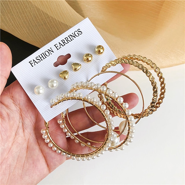 Shoes & Bags Fashion Accessories | 6 Pairs Earrings For Womens Gift Daily Date Gold Plated Classic Fashion - SZ98734