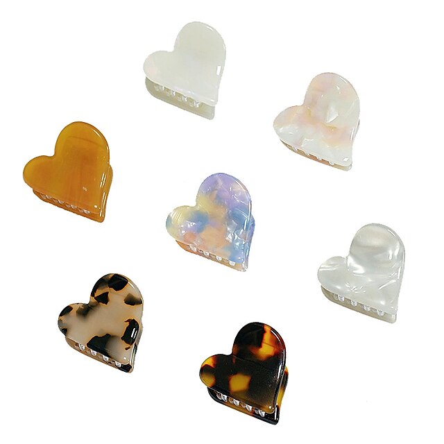 Shoes & Bags Fashion Accessories | 7 Pcs Mini Heart Hair Claw Clips Acrylic Jaw Hair Clips Non Slip Hair Jaw Clips Barrettes Gri