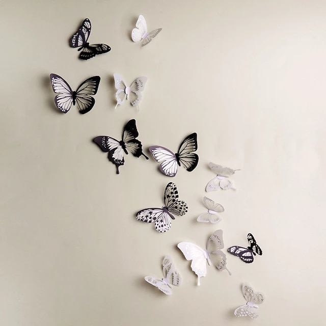 Home & Garden Home Decor | 5sets 18pcs/set Black and White Crystal Butterflies Wall Sticker For Kids Rooms Art Mural Refrigerato