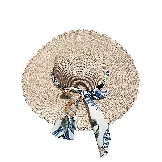 Shoes & Bags Fashion Accessories | 1pcs Summer Straw Hats Ladies Big Brim Hat Seaside Shade Sunscreen Hat With Lace Pearl Stream