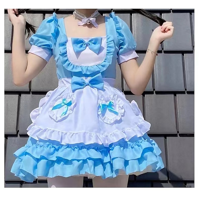 Lolita Princess Lolita Maid Uniforms Women's Japanese Cosplay Costumes  Black / Pink / Red Solid Color Puff Sleeve Short Sleeve / Dress 8998461  2022 – $44.99