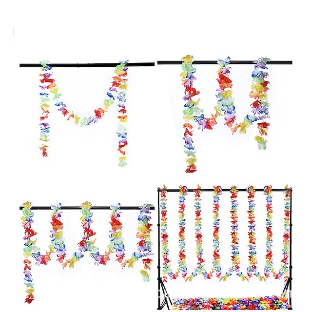 hawaiianska färgglada blomremsor dra blomma dekoration blomma 2-6 meter lång festival festival festtillbehör