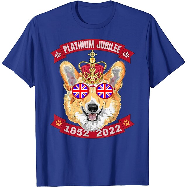 Toys & Hobbies Cosplay & Costumes | Inspired by Queens Platinum Jubilee 2022 Elizabeth 70 Years British Corgi T-shirt 100% Polye