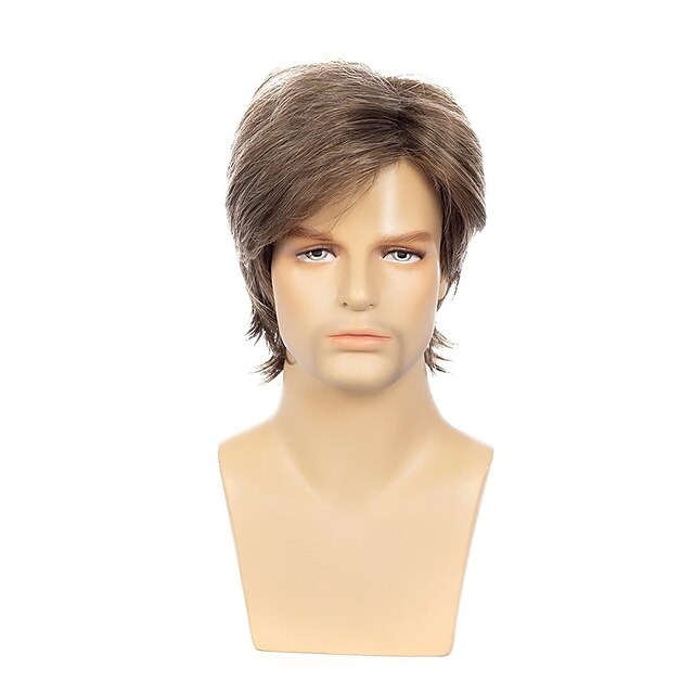 Beauty & Hair Wigs & Hair Pieces | Mens Brown Wig Short Straight Ash Brown Synthetic Cosplay Wig - GD86786