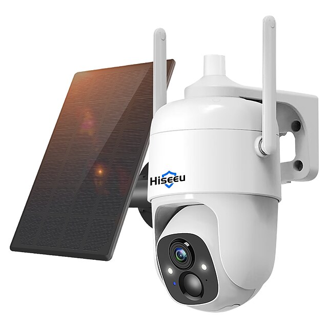  hiseeu 3mp سحابة ai wifi فيديو الأمن كاميرا مراقبة بطارية قابلة للشحن مع لوحة للطاقة الشمسية في الهواء الطلق عموم & إمالة لاسلكية