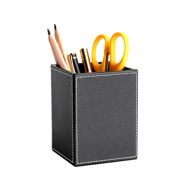 Consumer Electronics Stationery | Pen Pencil Holder Cup Multifunction Big Capacity PU Leather for Office Men Home - WB44011