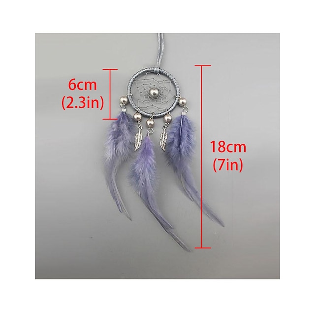  6 cm kleiner lila Traumfänger Auto hängend handgefertigtes Geschenk gewebte Feder Feder niedlich Schlüsselanhänger Ornament Dekor Kunst Boho-Stil Heimwerken dekorativ