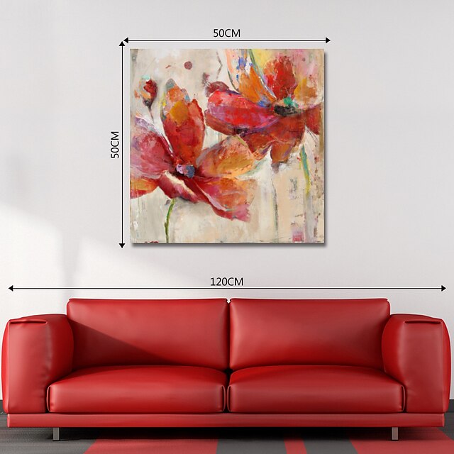 Home & Garden Wall Art | Oil Painting Handmade Hand Painted Wall Art Abstract Red Flowers Canvas Painting Home Decoration Decor 