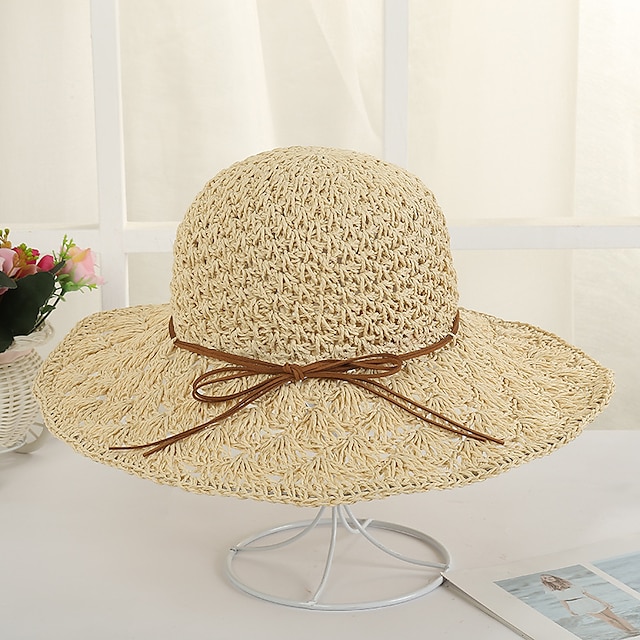 Shoes & Bags Fashion Accessories | 1pcs Summer Womens Foldable Large Brim Beach Plain Sun Hat Straw Beach Cap For Ladies Elegant