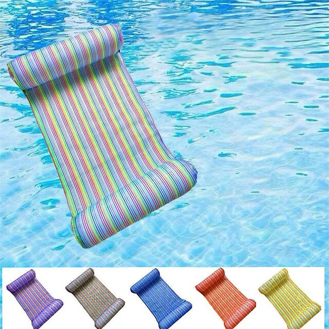  Pool Floats,Floating Bed Adults Rainbow Striped Floating Mat Inflatable Lounge Chair for Swimming Pool Water Park,Inflatable for PoolCandy
