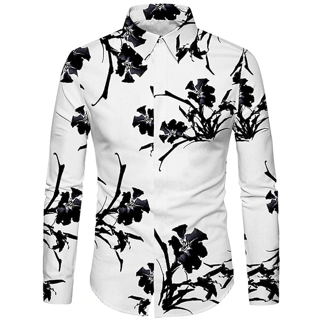 Mens Clothing Mens Shirts | Mens Shirt Floral Graphic Turndown Casual Daily Button-Down Long Sleeve Tops Casual Fashion Breathab