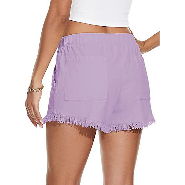 Womens Clothing Womens Bottoms | Womens Casual / Sporty Athleisure Wide Leg Shorts Tassel Fringe Side Pockets Elastic Drawstring