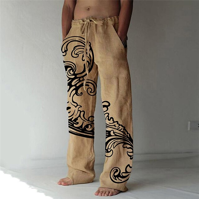 Mens Clothing Mens Bottoms | Mens Fashion Designer Straight Trousers 3D Print Elastic Drawstring Design Front Pocket Pants Casua