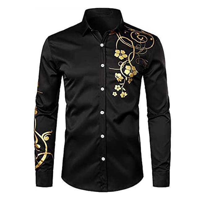 Mens Clothing Mens Shirts | Mens Shirt Color Block Turndown Street Casual Button-Down Long Sleeve Tops Casual Fashion Breathable