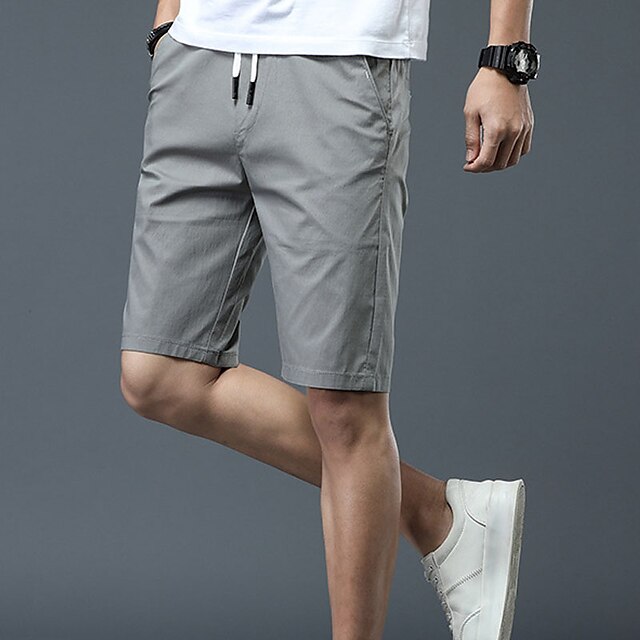 Mens Clothing Mens Bottoms | Mens Classic Style Fashion Shorts Cargo Shorts Drawstring Pocket Elastic Drawstring Design Knee Len