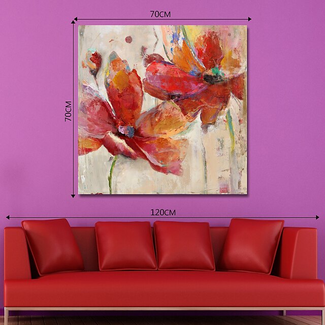 Home & Garden Wall Art | Oil Painting Handmade Hand Painted Wall Art Abstract Red Flowers Canvas Painting Home Decoration Decor 