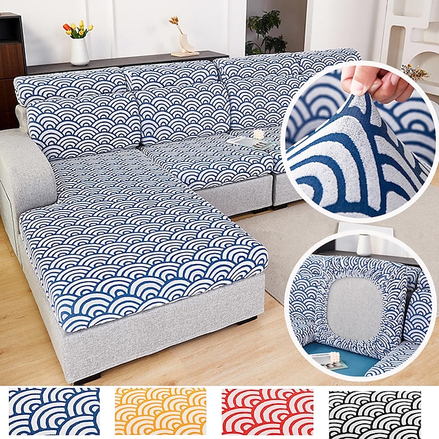 M and L Grey 2pcs Waterproof Jacquard Stretch Sofa Seat Cushion Cover Garden Bench Couch Chair Sitting Pad Slipcover