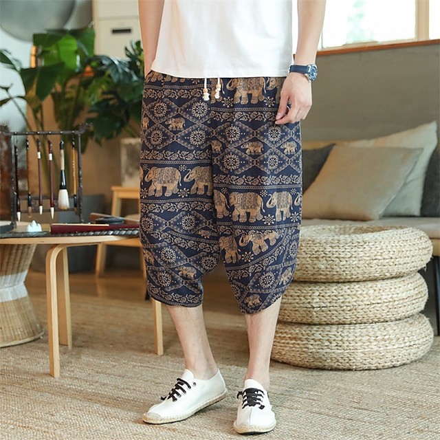 Mens Clothing Mens Bottoms | Mens Casual Casual / Sporty Baggy Shorts Capri shorts Print Calf-Length Pants Casual Weekend Micro-