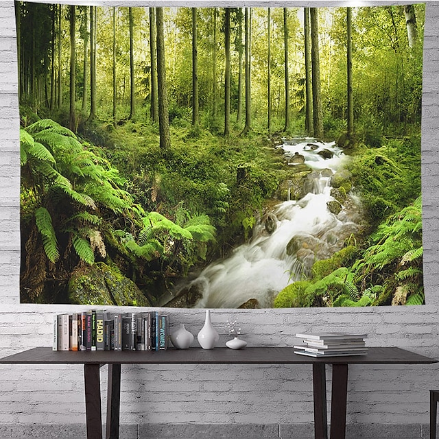  Wald Landschaft groß Wandteppich Kunstdekor Decke Vorhang hängend Zuhause Schlafzimmer Wohnzimmer Dekoration Polyester