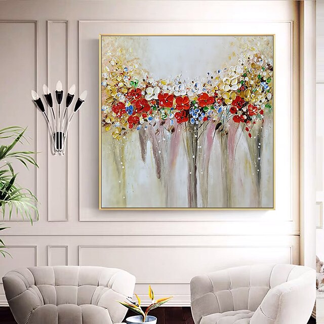  هانغ رسمت النفط الطلاء رسمت باليد مربع حياة هادئة الأزهار / النباتية الحديث تشمل الإطار الداخلي