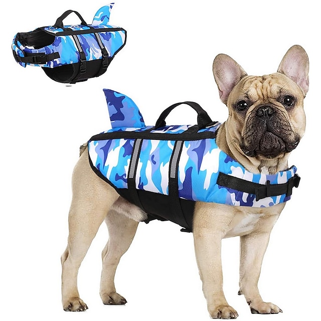  Dog Life Jacket Shark Large Pet Life Safety Vest for Swimming Boating, Adjustable High Visibility Dog Shark Life Vest with Safety Handle, Pet Life Preserver with Superior Buoyancy for Large Medium Small Dogs