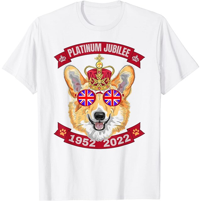 Toys & Hobbies Cosplay & Costumes | Inspired by Queens Platinum Jubilee 2022 Elizabeth 70 Years British Corgi T-shirt 100% Polye