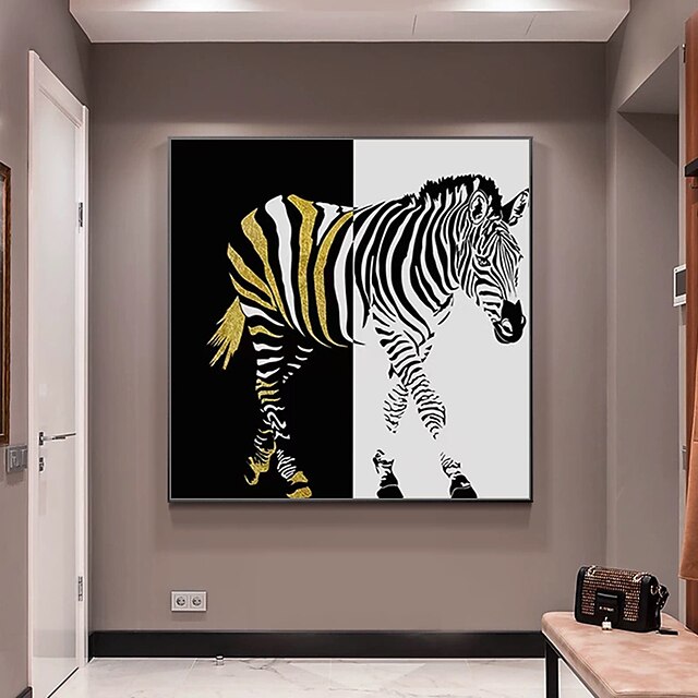 Home & Garden Wall Art | Oil Painting Hand Painted Square Animals Pop Art Modern Stretched Canvas / Rolled Canvas - YG32980