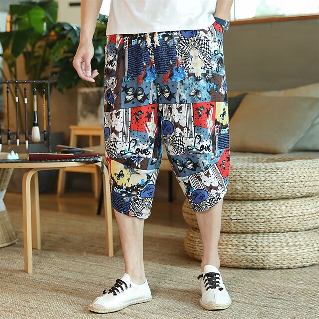 Mens Clothing Mens Bottoms | Mens Casual Casual / Sporty Baggy Shorts Capri shorts Print Calf-Length Pants Casual Weekend Micro-