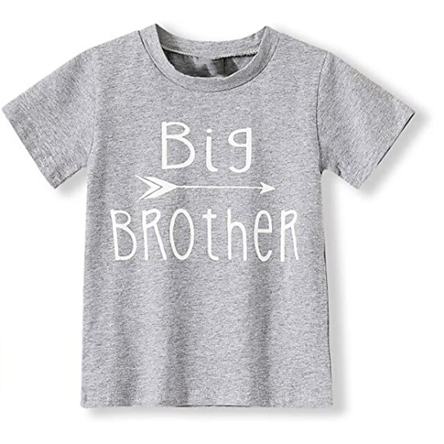 Baby & Kids Boys Clothing | Kids Unisex Boys Girls T shirt Short Sleeve 3D Print Letter Crewneck White Gray Children Tops Spring