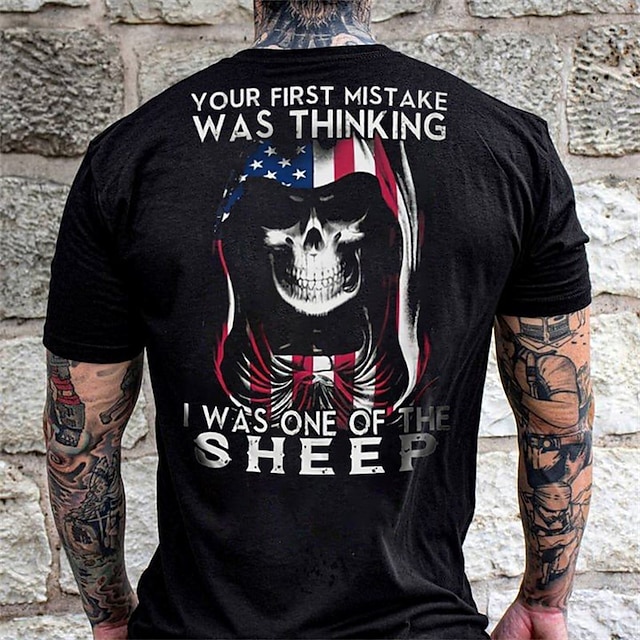 Mens Clothing Mens Tees & Tank Tops | Mens T shirt 3D Print Graphic Skull Crew Neck Street Casual Print Short Sleeve Tops Basic 