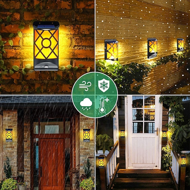  2/4pcs Solar Wall Lights Outdoor Wall Lamp LED Flame Light for Outdoor Courtyard Garden Landscape Decoration Lamp Household