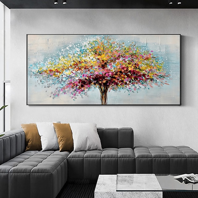  Pintura al óleo hecha a mano canvaswall arte decoración cuchillo abstracto pintura paisaje árbol para decoración del hogar enrollado sin marco pintura sin estirar