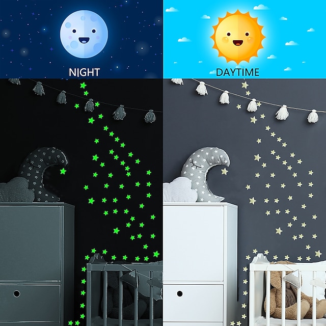 Home & Garden Home Decor | 633pcs 3D Bubble Luminous Stars Dots Wall Sticker Decor for Kids room Bedroom Home Decoration Decal G