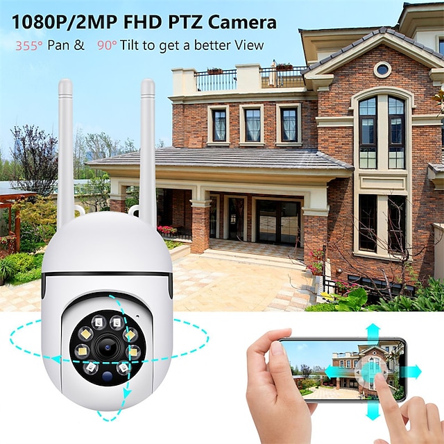  IP kamera 1080P (1920 × 1080) PTZ WIFI Trådløs Fjernadgang IR-klip Hvid balance Indendørs Udendørs lejlighed Support 128 GB / CMOS