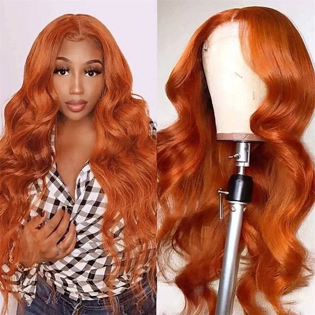 Beauty & Hair Wigs & Hair Pieces | Orange Ginger Body Wave Lace Front Wig Colored Human Hair Wigs for Black Women 13x4 Transpare