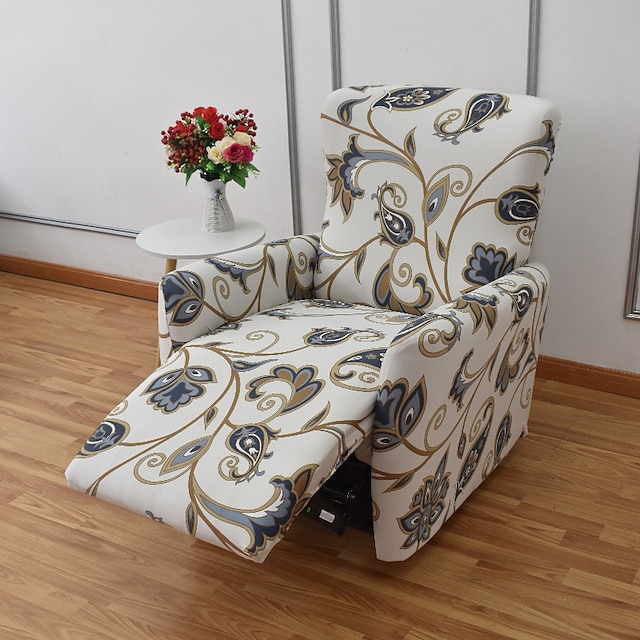  Housses de canapé inclinables, housses de fauteuil inclinable à un siège, housse de meuble pour canapé inclinable, motif floral avec élastique en bas (comprend 1 housse de dossier, 1 housse de siège,
