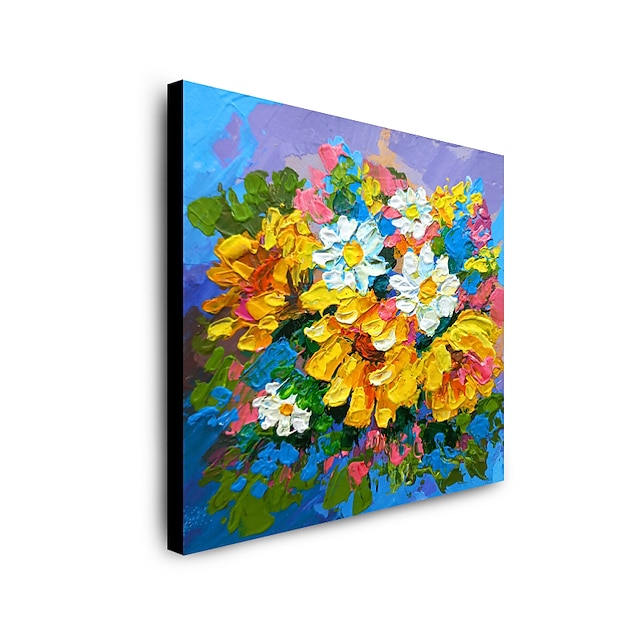 Home & Garden Wall Art | Oil Painting Hand Painted Square Abstract Floral / Botanical Modern Stretched Canvas - DK61947