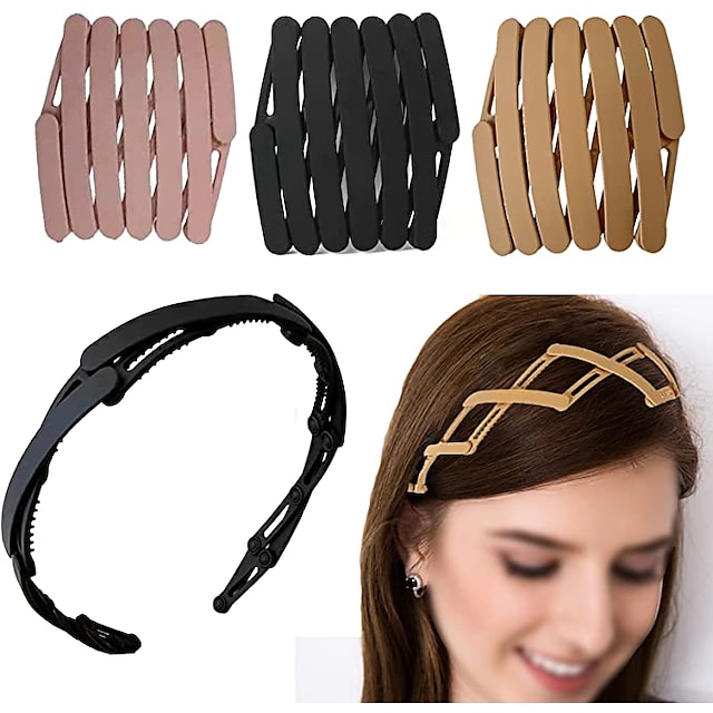 Shoes & Bags Fashion Accessories | Headbands for Women Non Slip 3 pcs Retractable Adjustable length Head Bands Girl Unisex Hair 