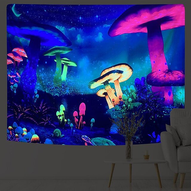 Home & Garden Home Decor | Fluorescent Wall Tapestry hanging psychedelic mushroom wall hanging manufacturers Art Decor Blanket C