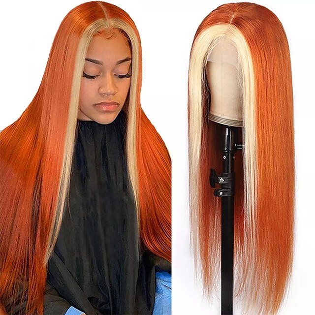 Beauty & Hair Wigs & Hair Pieces | Ishow Straight Ginger Blonde 4x4 Lace Front Wig HD Transparent 613 Lace Frontal Wig 10-28 inc