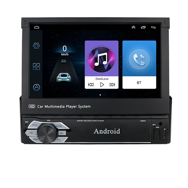  Android 1 Din Car Radio Tape Recorder GPS Navigation 7 HD Retractable Screen Multimedia Video Player Audio Stereo NO DVD for  ALL Years