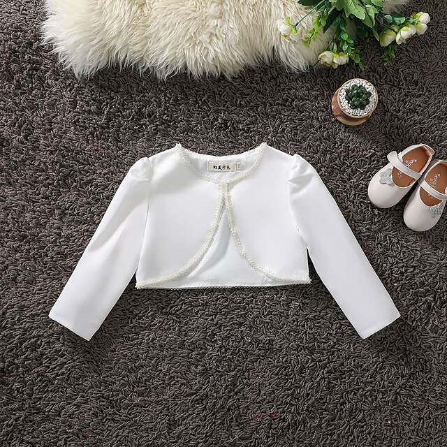 Baby & Kids Girls Clothing | Kids Girls Coat Long Sleeve White Plain Patchwork Spring Summer Active Party 2-12 Years - ME34636