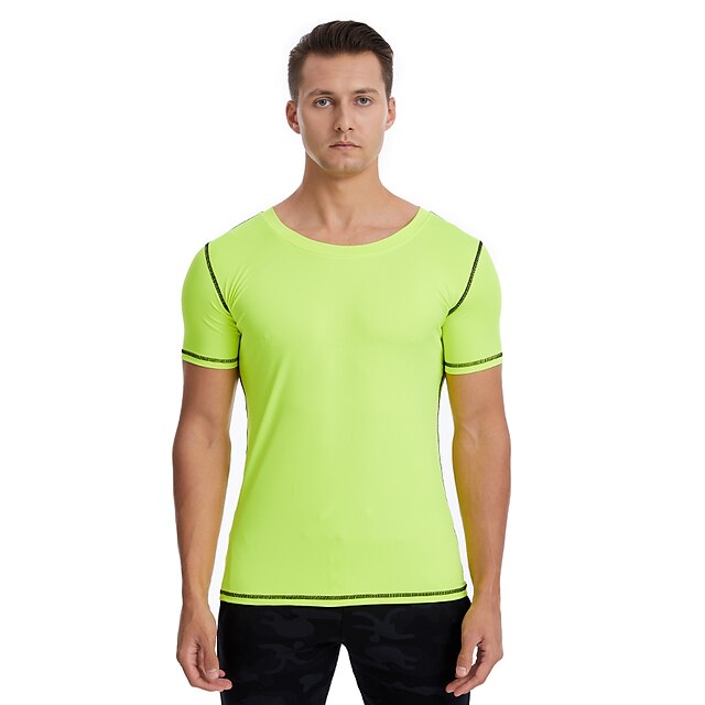 Sports & Outdoors Running, Jogging & Walking | Mens Crew Neck Yoga Top Solid Color Green White Yoga Fitness Gym Workout Tee Tshi