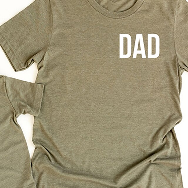 Baby & Kids Matching Outfits | Dad and Daughter T shirt Tops Letter Street Print Army Green Short Sleeve Active Matching Outfits