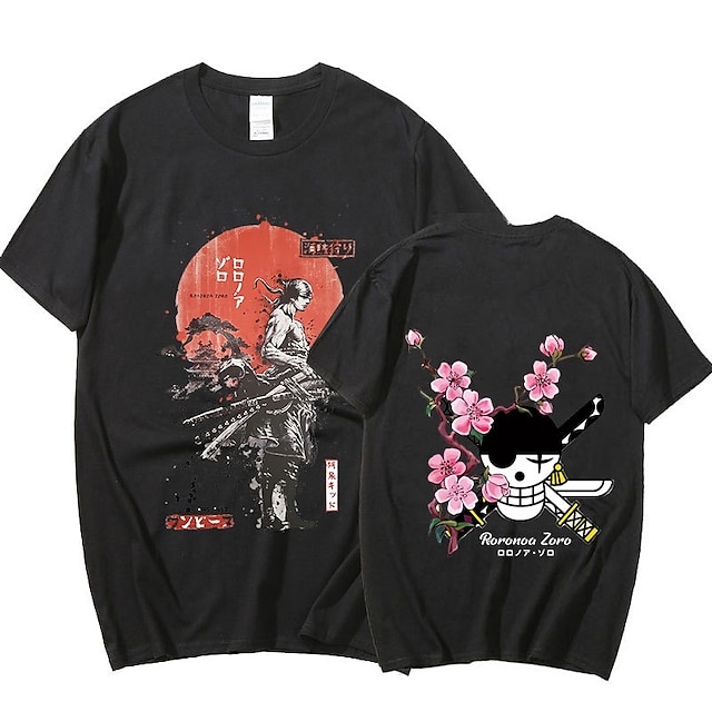  Inspiré par One Piece Roronoa Zoro Manches Ajustées Anime 100 % Polyester Animé Harajuku Art graphique Kawaii Tee-shirt Pour Homme / Femme / Couple