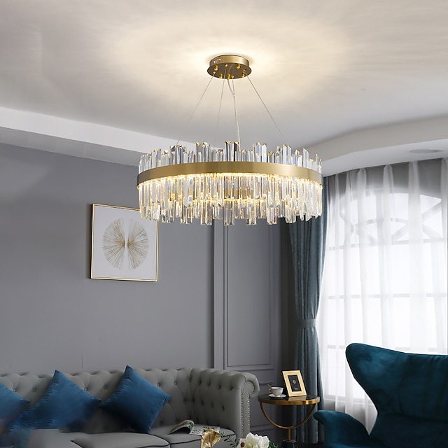  60 cm Dimmable Crystal Pendant Light LED Chandelier Stainless Steel Nordic Style Dining Room Living Room 110-120V 220-240V