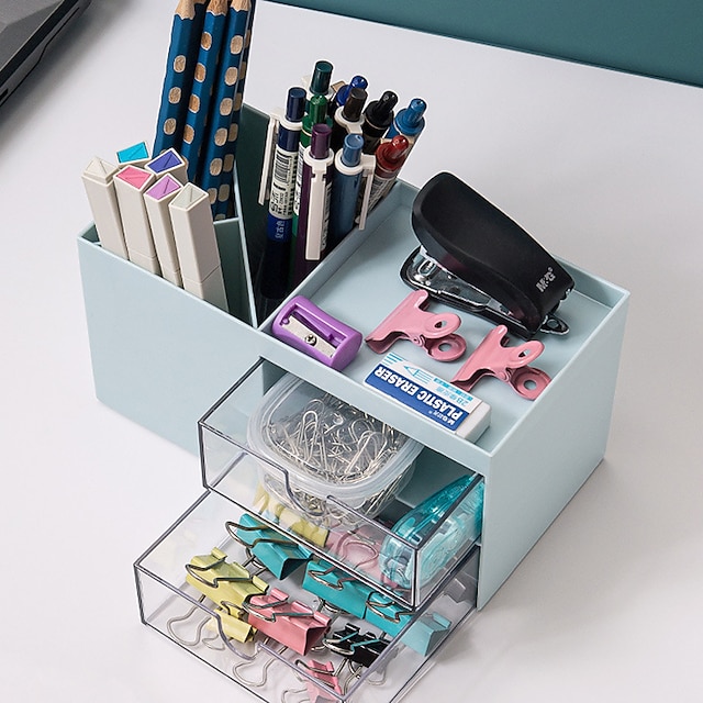 Consumer Electronics Stationery | Pen Pencil Holder Cup Multifunction With Drawer Plastics for School Student Children - FF59427